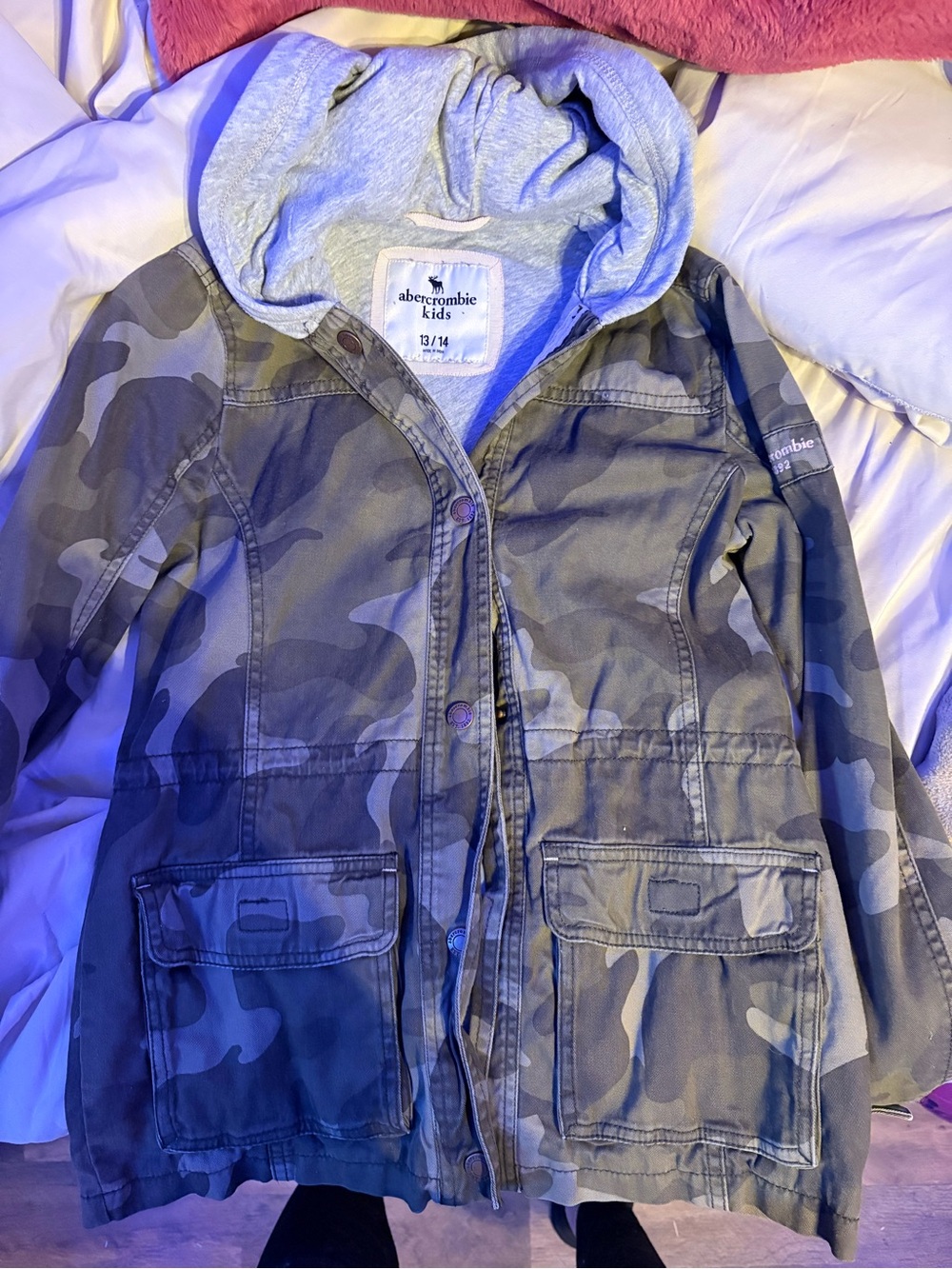 abercrombie kids Green Camo Hooded Utility Jacket